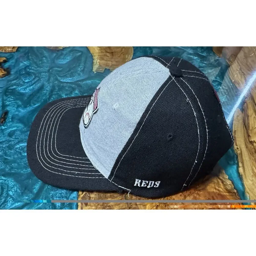 Cincinnati Reds Community Fund Black And Gray Ball Cap Trucker Hat Adjustable